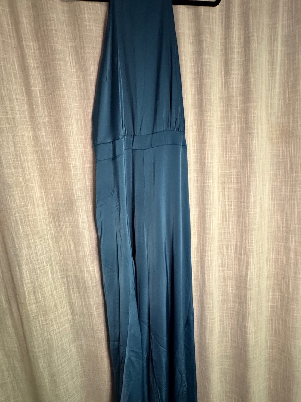 Teal Satin Wide-Leg Halter Plus Size Jumpsuit 2XL NWT